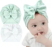[Generic] Baby Hats with Bowknot Solid Color Baby Turban Breathable Infant Beanie Caps.