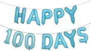 Alphabet Letters Foil Balloons Set Happy 100 Days Banner Baby Shower Birthday Party Decoration Supplie (100 DAYS Light Blue)