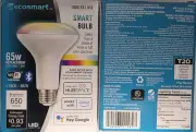 EcoSmart 65 Watt Smart Hubspace BR30 Color Changing CEC LED Light Bulb w/ Voice