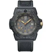 Luminox Men's Watch Navy Seal Quartz Black Steel Case Rubber Strap 3508.Gold
