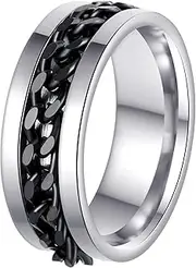[Udolfly] Mens Fidget Spinner Rings Anxiety Rings for Men Chain Spinner Rings for Women Kids Boys Titanium Steel Ring