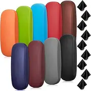 [Flutesan] 9 Pack Hard Shell Eyeglasses Cases Sunglasses Case Eyeglass Case Glasses Case with Eyeglass Cloth for Men Women (Mixed Colors), Black, Red, Blue, Sky Blue, Gray, Orange, Red, Green, Coffee