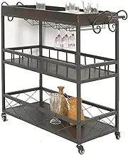 Kitchen Cart Vintage Style Bar Cart Functional Trolley Rolling Cart Easy to Put Industrial Kitchen Serving Trolley with Universal Castors Drink Cart