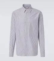 [Bottega Veneta] Bottega Veneta Striped cotton and linen shirt UK 16,5 blue