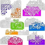 8 Sets Die Cuts for Card Making, AFUNTA Birthday Die Cuts Rose Flower Bird Butterfly Metal Cutting Dies, Embossing Stencils for DIY Scrapbook Album Decorative, Scrapbook Card Making