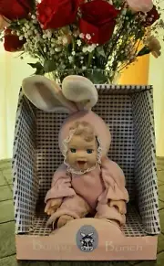 Vintage Porcelain Infant Baby Doll In Bunny Costume Easter Collectible Doll NIB