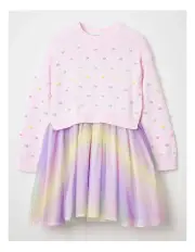 [Milkshake] Bobble Sweater Tulle Dress in Rainbow