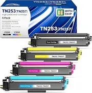 TN253 TN257 High Capacity Toner Set Compatible for Brother TN-253 TN-257 Toner cartridges TN253BK/C/M/Y High Yield Toner for DCP-L3510CDW HL-L3230CDW HL-L3270CDW MFC-L3745CDW MFC-L3750CD (4 Pack)