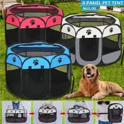 Pet Tent Playpen Dog Cat 8 Panel Play Pen Bags Kennel Portable Puppy Crate Cage