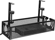 Adjustable Clamp-on Desk Organizer Cable Management Wire Tray for under Desk Easy Install Cord Holder Storage Basket