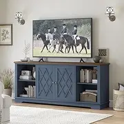 Blue TV Entertainment Unit,TV Cabinet with 2 Door for TV up to 80'', TV Television Stand, Entertainment Center with Storage,with Adjustable Shelves, TV Console for Living Room, Bedroom