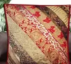 24" GIFT FOR GIRL STUNNING VINTAGE SARI SEQUIN BEADED THROW CUSHION PILLOW COVER