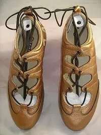在飛比找Yahoo!奇摩拍賣優惠-浪漫滿屋 TATTOO金色系綁帶式娃娃鞋
