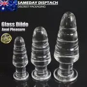 Big Crystal Glass Anal Plug Wearable Threaded Butt Thruster Vagina Adult Sex Toy