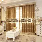 European embroidered chenille cloth yellow blackout curtain tulle valance M1378