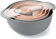 COOK WITH COLOR 8 Piece Nesting Bowls with Measuring Cups Colander and Sifter Set - Includes 2 Mixing Bowls, 1 Colander, 1 Sifter and 4 Measuring Cups, Pink, Dark Grey