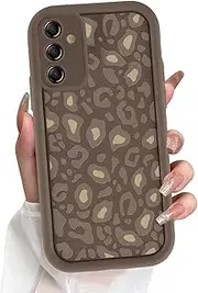 Yomjew Cute Cheetah Print Phone Case for Samsung Galaxy A14 5G Case 6.6", Aesthetic Leopard Pattern Design Phone Cover Full Camera Lens Protective Shockproof Soft Slim TPU Funda for Women Girls - Kaki