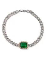 Bloomingdale's Fine Collection Emerald & Diamond Link Bracelet in 14K White and Yellow Gold