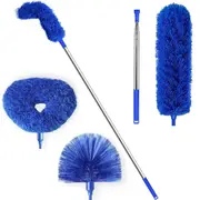 4Pcs Microfiber Duster for High Ceiling Fan Blades Cobweb Duster with Extension Pole