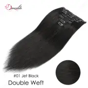 Extra Thick Weft Clip In Real Remy Human Hair Extensions Full Head Highlight USA
