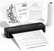 Portable Wireless M832 Printer, Inkless Thermal, Letter/A4/4"/3"/2", Android/iOS