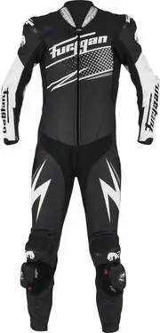 Furygan Full Ride, leather suit 1pcs. , color: Black/White/Silver , size: 52