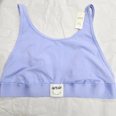 NWT AERIE UNLINED BANDED DOUBLE ADJUSTABLE STRAP PURPLE SPORTS BRA MEDIUM $30