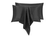 LINENOVA 2PCS 100% Mulberry Silk Pillow Case Pillowcases - Black