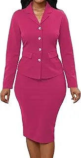 [MOJICK] Women's 2 Piece Outfits Business Work Clothes Blazer Jacket and Skirt Set Suits