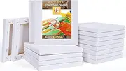 UHAPEER Set of 16 Canvas for Painting, 15 x 15 cm Canvas Panels, 3 White Pre-Primed, 100% Cotton Artist Canvas Stretcher Frame, Blank Canvas Board for Acrylic Painting Oil Painting Wet Water Art Media