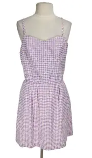 City Chic Womens Knee Length Dress Riley Gingham Daisy Plus Size 16 Purple 28P