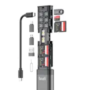BUDI Multifunctional 9-in-1 SD Card Reader Cable and USB 3.0 Type-C Phone and External Camera and Computer Adapter with
