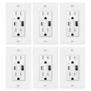 6 Pack Type C USB Port Wall Socket Charger AC Power Receptacle Outlet Plate 4.2A