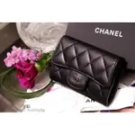 法國代購 CHANEL A80799 小羊皮 卡片零錢夾 黑