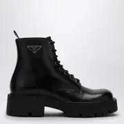[Prada] Black brushed leather ankle boot 8,5 UK Black