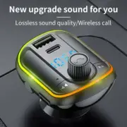 Wireless Bluetooth 5.0 Car Handsfree Kit FM Transmitter MP3 Player USB C Charger