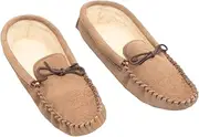 [Mokkers] Mens Jake Real Suede Moccasin Slippers (UK Size: 9 UK) (Light Taupe)