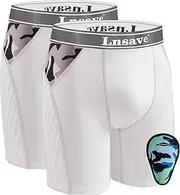 [Lnsave] 2-Pack Youth Baseball Sliding Shorts with 1 Athletic Cup Boys Padded Compression Short for Softball, Football, Hockey