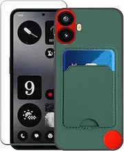 [Covthch] Compatible with CMF Phone 1 Case with Screen Protector CMF Phone 1 Phone Case Nothing CMF Phone 1 2024 6.67" Case Cover [Wallet Cover with Credit Card Holder Silicone Rubber Slim Thin] -Green