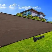 [Sunocity] Privacy Screen Fence, 4ft x 50ft Heavy Duty 90% Blockage 170 GSM Fencing Mesh Net Cover for Backyard Garden Yard Outdoor Wall 40 Cable Zip Ties Included Brown