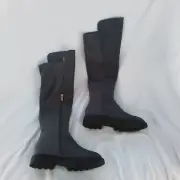 Size 8.5 Women's Shoe Dazzle Demi Magnet Grey Flat Zip Up Riding Boots