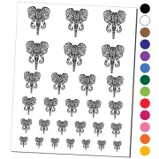 African Elephant Head Tribal Geometric Design Temporary Tattoo Set