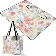 Yoogain Picnic Blanket Water-Resistant Outdoor Large Outdoor Blanket for Adults Spring Gifts Watercolor Art Leaves Light Color 60x80in