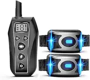 GROOVYPETS 650 Yard Two Dog Collar Trainer/Waterproof Remote Dog Training Shock Collar w/Safe Humane Beep, Vibration and Shock Correction, 40 Days of Rechargeable Battery for Small Medium Large Dogs