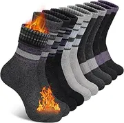 [SIMIYA] 5 Pairs Merino Wool Socks for Women, Winter Thick Warm Hiking Socks Women Crew Cushion Socks