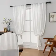 Curtain Rod Curtains White 63 Inch Length 2 Panels Set Light Filtering Privacy
