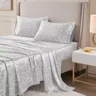 Printed Satin 3-Pcs Gray Leopard Twin Polyester Sheet Set