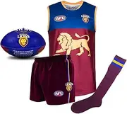 Brisbane Lions Junior Youths Kids AFL Auskick Jumper Guernsey Jersey Shorts Socks Playing Pack with Football