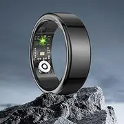 Smart Ring for Men Women Smart Ring with Wireless Charging Box Health Ring IP68 Waterproof Heart Rate SpO2 Sleep Tracker for Android and iOS, Size 8, Black