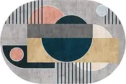 Nordic Design Washable Bedroom Living Room Dining Office Large Anti-Slip Carpet，70x160cm Oval Home Grey, Blue, Yellow Easy to Clean Bedside Rugs(2.6ft×6.6ft/80×200cm)